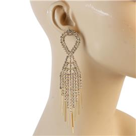 Rhinestones Swirl Frineged Earring