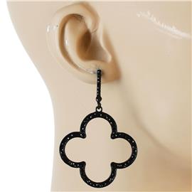 Metal Crystal Clover Earring