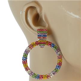 Rhinestones Round Earring