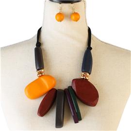 Fashion Cord Wood Necklace Set