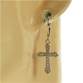 Cubic Zirconia Dangling Cross Earring