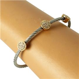 Cable CZ Round Bangle Bracelet