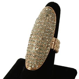 Rhinestones Oval Chunky Ring