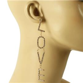 Rhinestones Love Long Earring