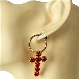 Cross Dangling Hoop Earring