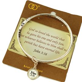 Metal John 3:16 Charm Bangle