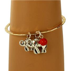 Metal Elephant Charms Bangle