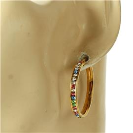 ""30mm" Stainless Steel CZ Hoop Earring "