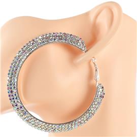 60mm Rhinestones 3Lines Hoop Earring