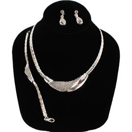 Metal Stones 3 Pcs Necklace Set