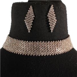 Rhinestones Choker Necklace Set