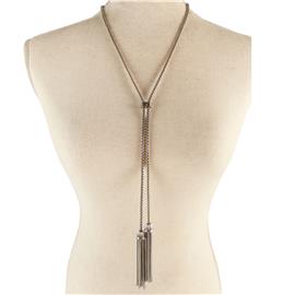 Rhodium Long Tassel Necklace