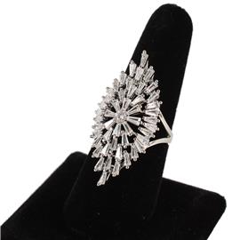 9 CZ Oval Flower Ring