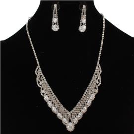 Rhinestones Teardrop Necklace Set