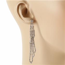 Rhinestones Long Swirl Earring