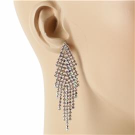 Rhinestones Triangle Fringed Earring