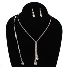 Rhinestones Teardrop 3Pcs Necklace Set