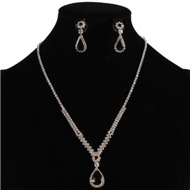 JR Teardrop Rhinestones 3pcs Necklace Set