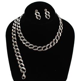 Metal Link Chain 3Pcs Necklace Set