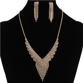 Rhinestones Fringeds Necklace Set