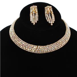 Rhinestones Choker Necklace Set