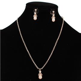 JR Rhinestones Pearl Necklace Set