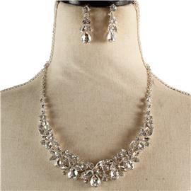 Crystal Teardrop Necklace Set