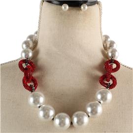 Fashion Pearls Stones Necklace Set