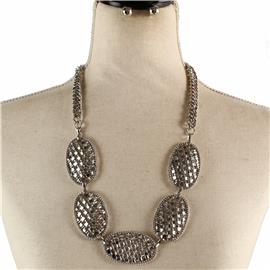 Metal Oval Necklace Set