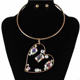 Fashion Metal Big Heart Necklace Set