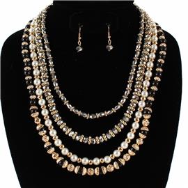 Fashion Pearl With Bead Necklace Set