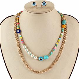 Evil Eye Necklace Set