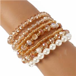 Crystal Bead Layereds Stretch Bracelet