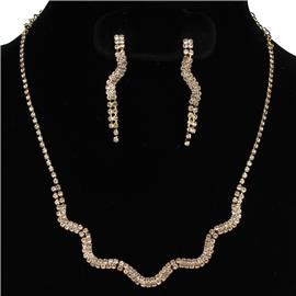 JR Rhinestone Zic-Zac Necklace Set