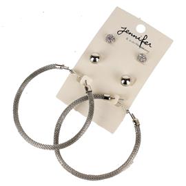 Metal Hoop Three Pairs Earring