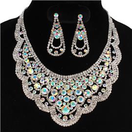 Rhinestone Chandelier Necklace Set