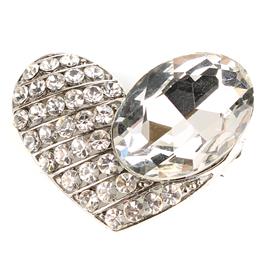 Crystal Heart Brooch