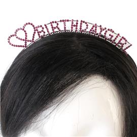 Rhinestones Heart Birthday Girl Headband