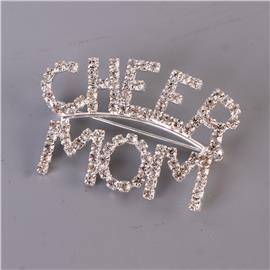 Rhinestones Cheer MoM Brooch