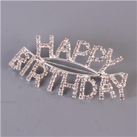 Rhinestones Happy Birthday Brooch