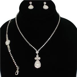 Rhinestone Teardrop Pearl 3pcs Set