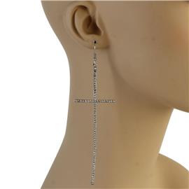 Stones Long Cross Earring