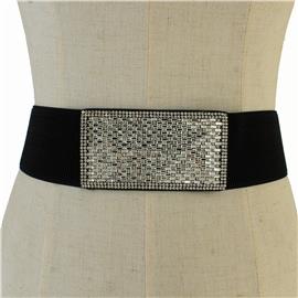 Rhinestones Rectangle Stretch Belt