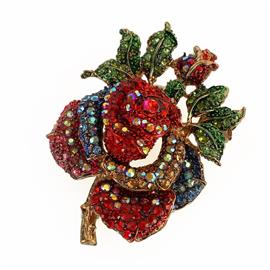 Small Size Rhinestone Rose Brooch