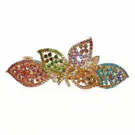 Crystal Ribbon Leaves Hair Clip