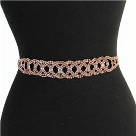 Rhinestones Wedding Tie Sash Belt