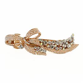 Pearl Stones Swirl Bow Hair Clip