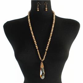 Glass Crystal Long Necklace Set