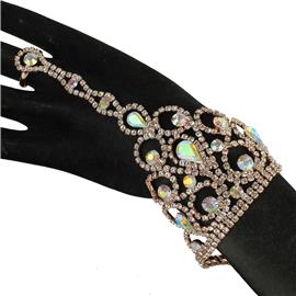 Rhinestones Teardrop Bracelet With Ring