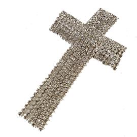 Rhinestones Cross Fringed Brooch